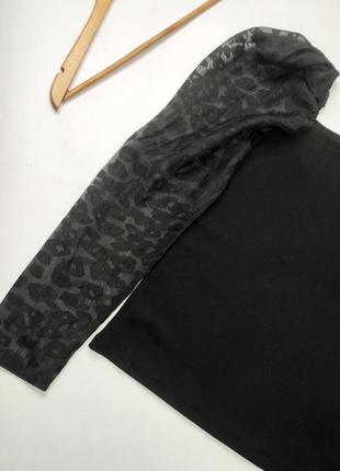 Блуза жіноча чорна в рубчик з рукавами ліхтариками від бренду new look s m2 фото