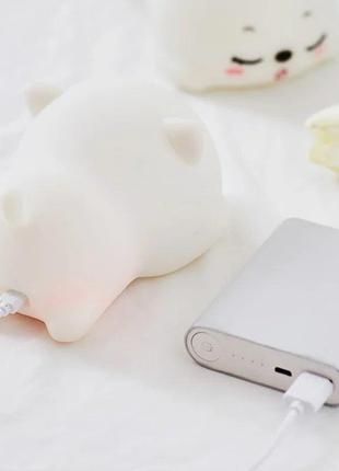 Нічний led світильник силіконовий сплячий кошеня з акумулятором