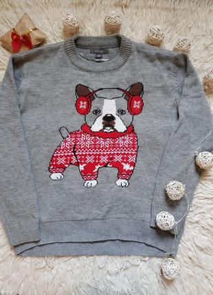 Шикарний новорічний светр з мопсом! для любителів своїх чотирилапых!