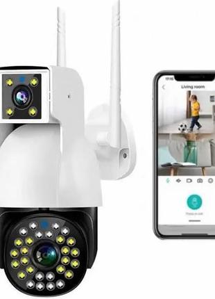 Ip wi-fi камера p12 2 незалежних об'єктива 3mpx+3mpx (v380 app)