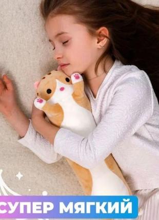 Мягкая плюшевая игрушка длинный кот батон котейка-подушка 50 см.3 фото