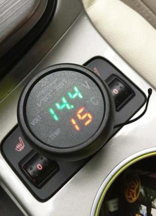 Годинник термометр + вольтметр vst 706-4 в прикурювач + usb (з...2 фото