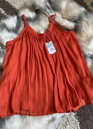 Майка на бретелях помаранчева атласна коралова майка топ primark- l,xl