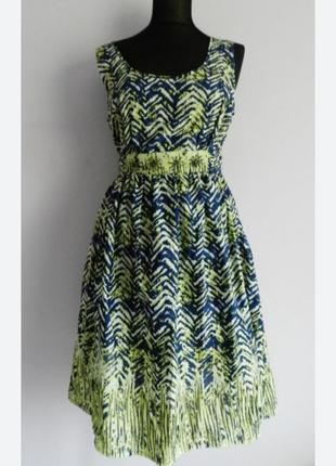 Натуральное летнее коттоновое платье сарафан с поясом миди10 фото