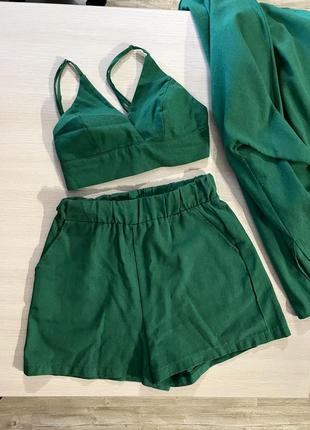 Зелёный летний костюм тройка2 фото
