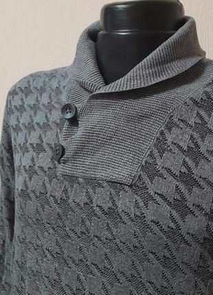 Красивый свитер серого цвета в гусиную лапку ворот хомут hugo boss demarco made in turkey4 фото