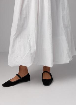 Белая юбка баллон длины миди а-силуэта4 фото