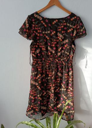 Платье платье мини-короткое цветочное принт базовое классическое2 фото