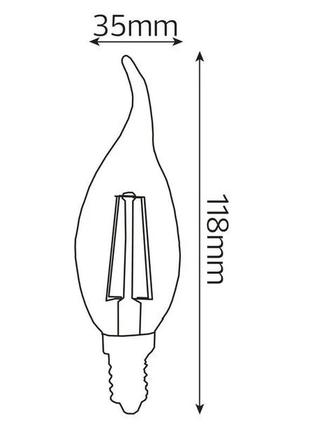 Світлодіодна лампа "filament flame - 6" 6w свічка на вітрі е14...3 фото