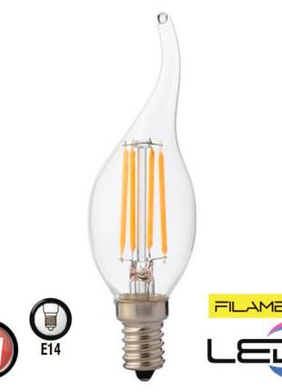 Світлодіодна лампа "filament flame - 6" 6w свічка на вітрі е14...1 фото