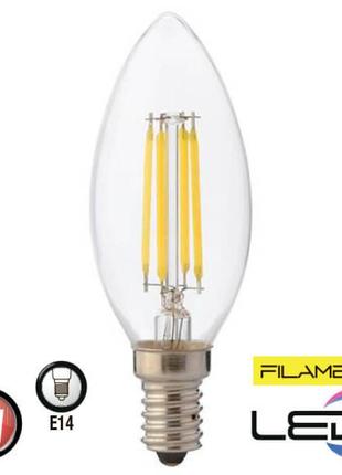 Світлодіодна лампа "filament candle - 6" 6w свічка е14 4200к