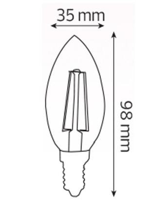 Світлодіодна лампа "filament candle - 6" 6w свічка е14 4200к2 фото