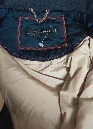 Стильная стёганная демисезонная курточка синего цвета zara women made in vietnam8 фото