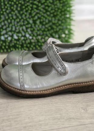 Детские кожаные брендовые туфли angulus by nilo серебро металлик
