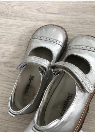 Детские кожаные брендовые туфли angulus by nilo серебро металлик4 фото