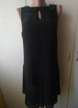 Летнее маленькое черное  шифоновое платье6 фото