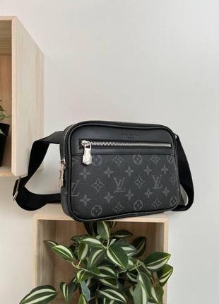 Сумка louis vuitton чоловіча, шкіряна барсетка через плече, чорна