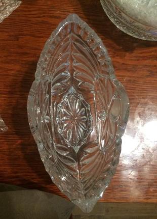Хрусталь стекло ваза ладья салатник конфетница средняя