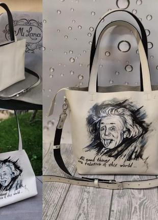 Кожаная сумка-шоппер с авторской росписью 🎨1 фото
