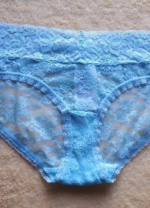Новые бирюзовые мятные голубые кружевные с цветами трусики слипы кружево бразилиана с-м/8-10/36-38/44-46 h&m