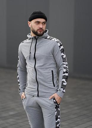 Мужская весенняя кофта на молнии с капюшоном
