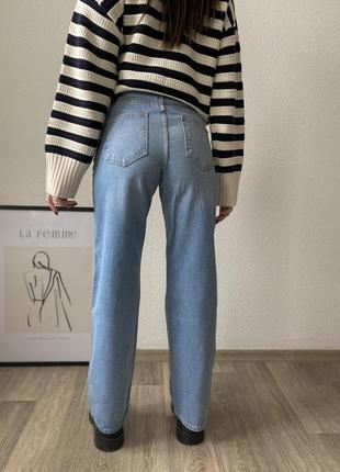 Прямые джинсы zara straight голубые / голубые джинсовые зара2 фото
