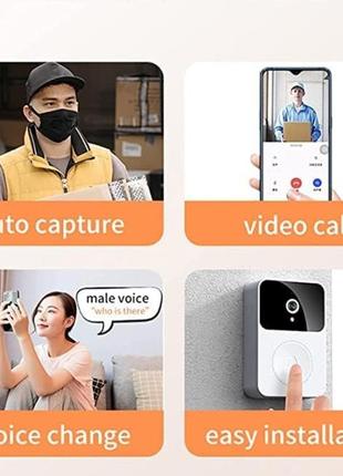 Бездротовий відеодомофон з камерою wifi та датчиком руху розумний дверний відеодзвінок для дому doorbell1025 фото