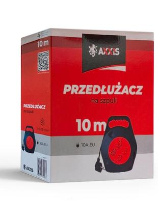 Удлинитель на катушке 10м с сечением проволоки 2х0,75мм2 axxis