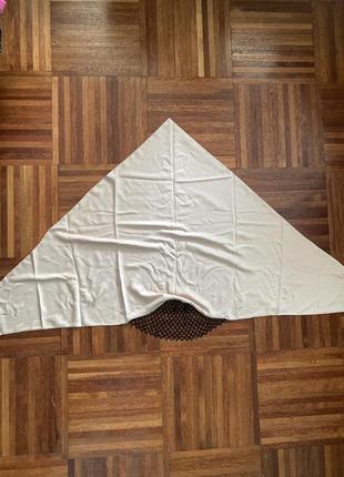 Великий , з двох полотен, новий шовковий платок  💯 шовк з сіткою на лоб  з натурального стікляруса