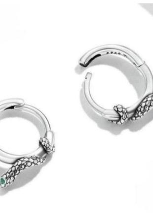 Серьги кольца серебро молния оригинальные3 фото
