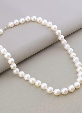 Намисто білі перли аа природні, кулька 10 мм, довжина 45 см.