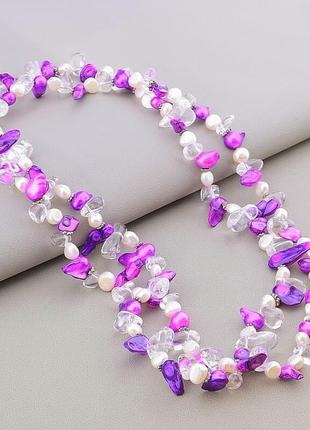 Намисто гірський кришталь, фіолетові тоновані перли, довжина 9...