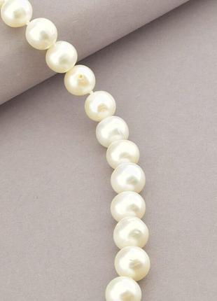 Намисто білі перли аа природні, кулька 10 мм, фурнітура срібло...2 фото