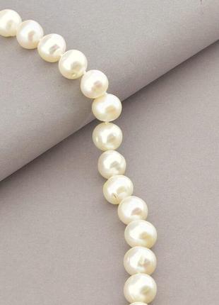 Намисто білі перли аа природні, кулька 9,5 мм, фурнітура срібл...2 фото