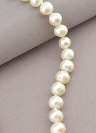 Намисто білі перли аа природні, кулька 10 мм, фурнітура срібло...2 фото