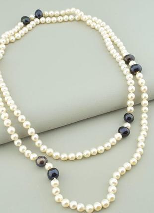 Довге намисто білі перли аа+ природні, кулька 7 мм, довжина126...