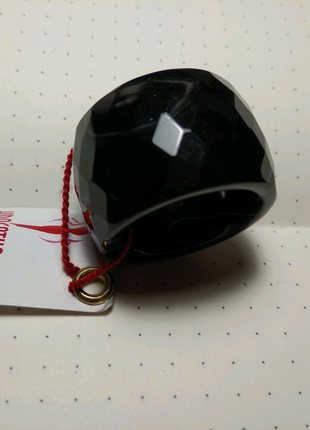 Кільце натуральний камінь агат чорний, розмір 22,752 фото