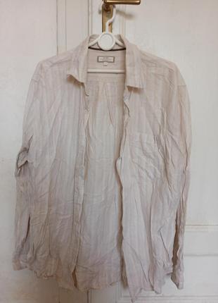 Стильная натуральная лен льняная удлиненная рубашка в сиилле олд мани