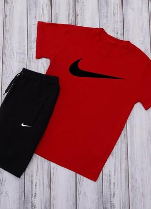 Літній чоловічий спортивний костюм комплект футболка і шорти nike1 фото