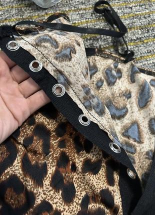 Новинка трендовий леопардовий боді зі шнуровкою на грудях xs s m2 фото