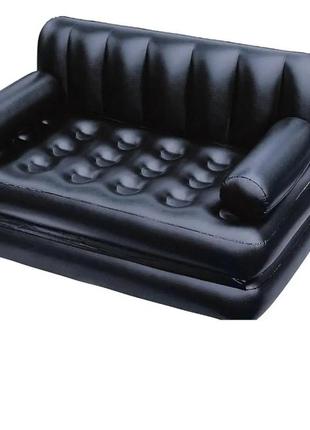Двоспальний надувний диван трансформер bestway 75056 з електронасосом 188 х 152 х 64 см чорний7 фото