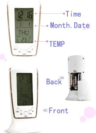 Электронный настольный будильник, цифровые часы/термометр6 фото
