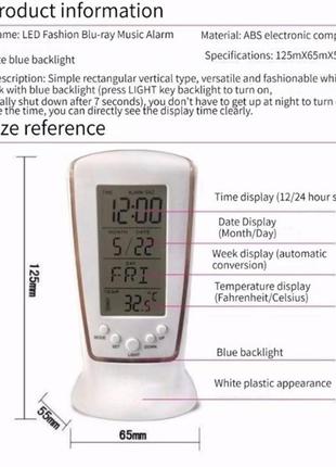 Электронный настольный будильник, цифровые часы/термометр7 фото