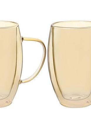 Набір з 2 чашок із подвійними стінками le glass "amber" 380 мл...