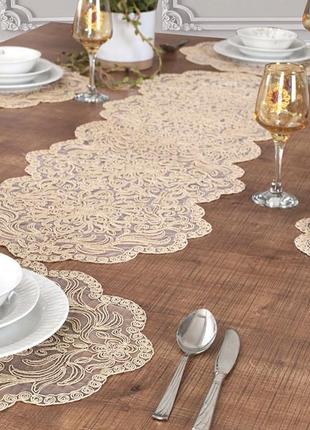 Набір "valeria" бежевий раннер 40х110 см + серветки 40х40 см (...
