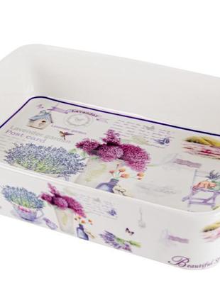 Блюдо прямогугільне з ручкими "лаванда" 32,6х19х6 см