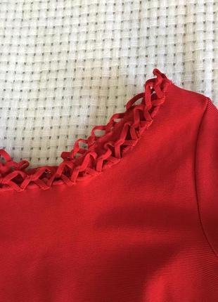 Платье красное утягивающее бандажное платье zara mango3 фото