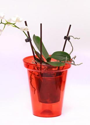 Кашпо для орхідей раунд еталон 1,35 л червоний3 фото