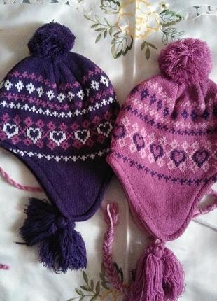 Теплі зимові та осінні шапки для дівчинки6 фото