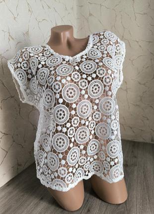 Блуза ажурная белая 42 р